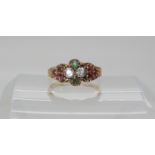 A 15ct gold Victorian style gem set ring, size K, weight 1.9gms Condition Report: