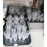 A selection of cut glass and crystal drinking glasses, pitchers, decanters etc Condition Report: Not