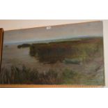 RUSSIAN SCHOOL River landscape, signed, oil on canvas, dated, 2002, 55 x 101cm Condition Report: