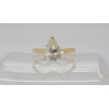 A 14k gold pearshaped cz set ring, size O, weight 2.6gms Condition Report: Available upon request