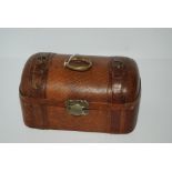 A French leather sewing box with hinged lid, 20 cm wide Condition Report: Available upon request