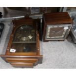 An Art Deco battery operated cased wooden mantle clock and a cased wooden Acctim wall clock