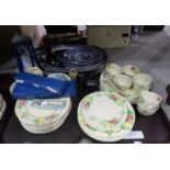 A lot comprising Ridgways California pattern cups, saucers and plates, a boxed Royal Worcester