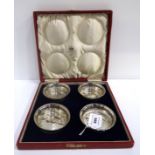 A cased set of four silver dishes, Birmingham 1915 8.5 dia. 101 grams Condition Report: Available