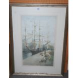 D WESTON Tall ships at Charlestown, signed, watercolour, 72 x 42cm Condition Report: Available