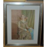 JOHN DIXON Portrait of a lady seated, signed, watercolour, dated, 1937, 58 x 43cm Condition