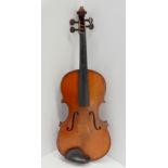 A one piece back violin 35.5cm with a wooden case Condition Report: Available upon request