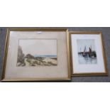 READ TURNER Landscape, signed and dated 1879, watercolour, 12 x 24cm, Elizabeth Lyon, Horse,