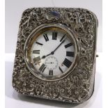 A goliath pocket watch in silver mounted travel case, london 1899 16.5 cm x 15 cm Condition