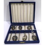 A cased set of six silver coffee spoons, Sheffield 1918 Condition Report: Available upon request