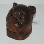A late 19th Century novelty inkwell modelled as a boxer dog with hinged lid, 10cm high Condition