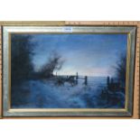 CHRIS FRENCH Winter landscape, signed, acrylic on board, 30 x 45cm Condition Report: Available