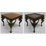 AN EMPIRE PERIOD MAHOGANY AND GILT METAL MOUNTED SIDE TABLE with acanthus gallery above anthemion a