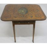 **WITHDRAWN** AN EDWARDIAN EDWARDS AND ROBERTS SATINWOOD PEMBROKE TABLE with single drawer, painte