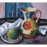 SCOTTISH SCHOOL (20TH CENTURY) STILL LIFE WITH VASE AND LIME Oil on board, 24 x 26cm (9 1/2 x 10")