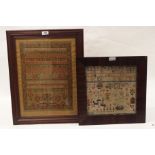 A VICTORIAN ALPHABET SAMPLER BY ANN HAMILTON AGED 11 dated 1841?, 44 x 30cm, framed and glazed and