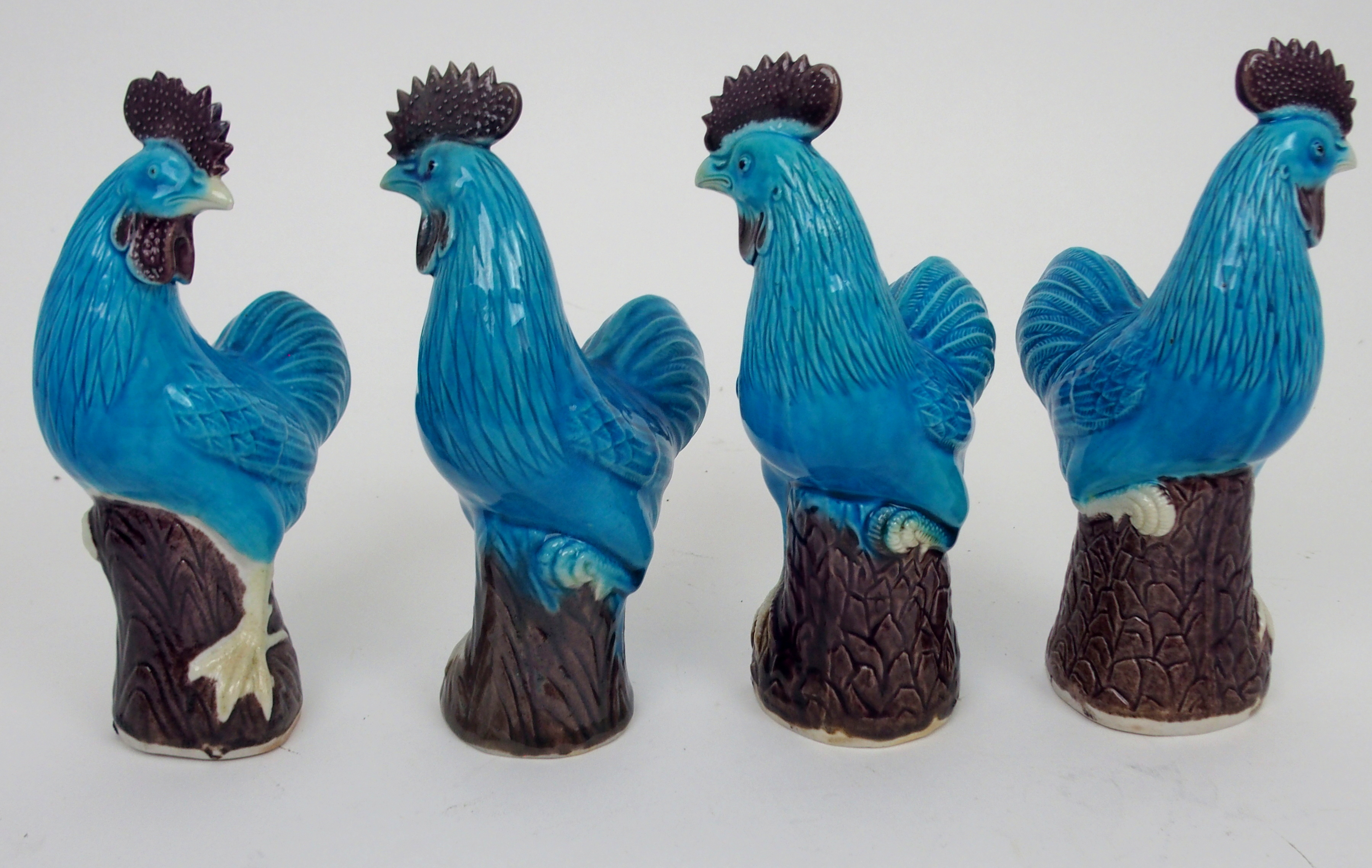 NINE VARIOUS CHINESE ANIMALS comprising; two pairsof cockerels, 20cm high, white cockerel, 20cm - Image 6 of 9