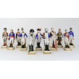 A COLLECTION OF SCHEIBE ALSBACH PORCELAIN MILITARY FIGURES including Napoleon and twelve Marshals of