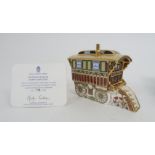 A ROYAL CROWN DERBY BURTON WAGON GYPSY CARAVAN PAPERWEIGHT Limited Edition 119/750, 15cm long,