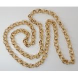 A 9CT FANCY LINK LARGE BELCHER CHAIN hallmarked London 1975, no clasp one continuous chain, each