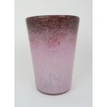 A MONART 1930'S TUMBLER VASE shape OE, the pink and purple mottled body with gold aventurine, 24cm