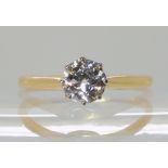 AN 18CT GOLD DIAMOND SOLITAIRE in classic eight claw setting, the diamond is estimated approx 1.