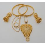 AN INDIAN SUITE OF JEWELLERY all made in bright yellow metal, unless specified all stamped 22c.