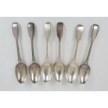 A MIXED LOT OF SILVER DESSERT SPOONS various maker's marks & hallmarks, in the fiddle pattern, the