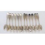 A SET OF TWELVE SILVER TABLESPOONS maker's marks JF Edinburgh 1815, in the fiddle pattern, the
