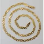 A 9CT GOLD KNOT LINK FANCY CHAIN each link approx 11.9mm x 4.8mm, length 50cm, weight 13gms