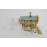 A ROYAL CROWN DERBY THE BARREL TOP GYPSY CARAVAN PAPERWEIGHT Limited Edition 119/1250, 14cm long,