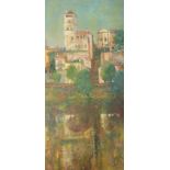 •WILLIAM BIRNIE RSW, RGI (SCOTTISH 1929-2006) THE MINARET, CAHORS Oil on board, signed and dated (