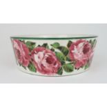 A ROBERT HERON AND SON WEMYSS BULB BOWL painted with cabbage roses, with impressed mark and blue