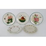 A COLLECTION OF WEMYSS PLATES including beehive and bees, honeysuckle and bees, carnation 14cm