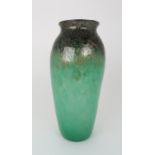 A 1930'S MONART GLASS VASE shape UA, of tapering form with flared rim, the body of mottled turquoise