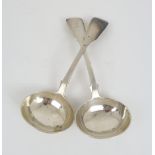A PAIR OF PROVINCIAL SILVER SAUCE LADLES by John Stone Exeter 1841, in the fiddle pattern, the