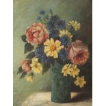 ELIZABETH MARY WATT (SCOTTISH 1886-1954) FLOWER STUDY Oil on canvas laid on board, 46 x 36cm (18 x