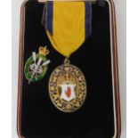 A 9CT SWEETHEART BROOCH AND A MASONIC MEDAL the sweetheart brooch is for the Royal Company of