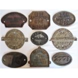 A collection of 8 x cast iron Wagon Plates to include WAGON REPAIRS LMD DONCASTER. 1953 APPROVED RCH