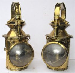 2 x South African Railway Handlamps brass plated and converted to electric lights.