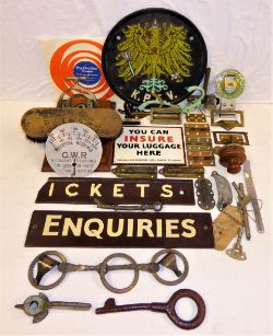 A Sundry Lot containing several miscellaneous items. Reproduction K.P.E.V plaque. Broken GWR TICKETS