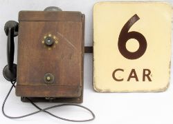 GWR/BRW Signal box Control Telephone together with enamel car stop 6 sign .