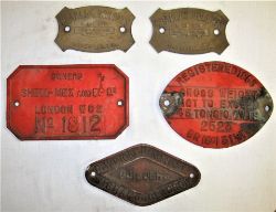 A collection of 5 x Wagon Plates. OWNERS SHELL-MEX No 1812. RV PICKERING CO LTD WISHAW & GLASCOW.