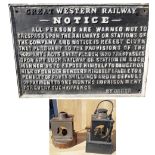 Great Western Railway pre grouping cast iron trespass sign in nice original condition together