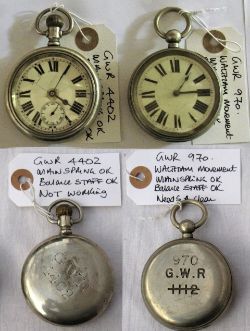 2 x Railway Guards Watches. GWR 4402. Not working together with GWR 970 deleted 1112 fitted with