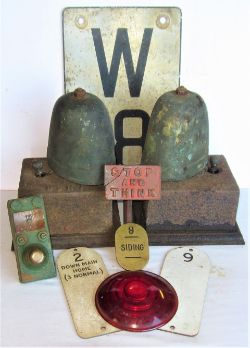 A Lot containing signalling items to include 2 x LNER outside Fire Bells cast LNER. LNER metal