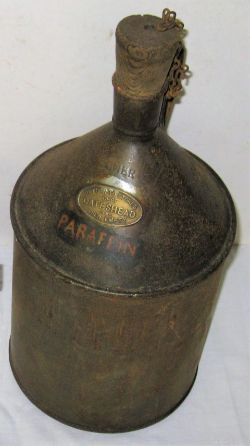 LNER One Gallon Paraffin Can plated, RETURN TO STORES DEPT GATESHEAD WHEN EMPTY. Good original