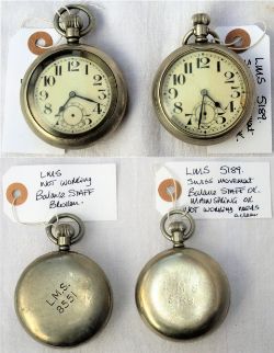 2 x Railway Guards Watches. LMS 8551. Not working balance staff broken together with LMS 5189 fitted