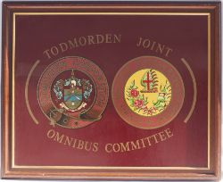 TODMORDEN JOINT OMNIBUS COMMITTEE twin mounted coat of arms. Nicely framed. Measures 31in x 25.5