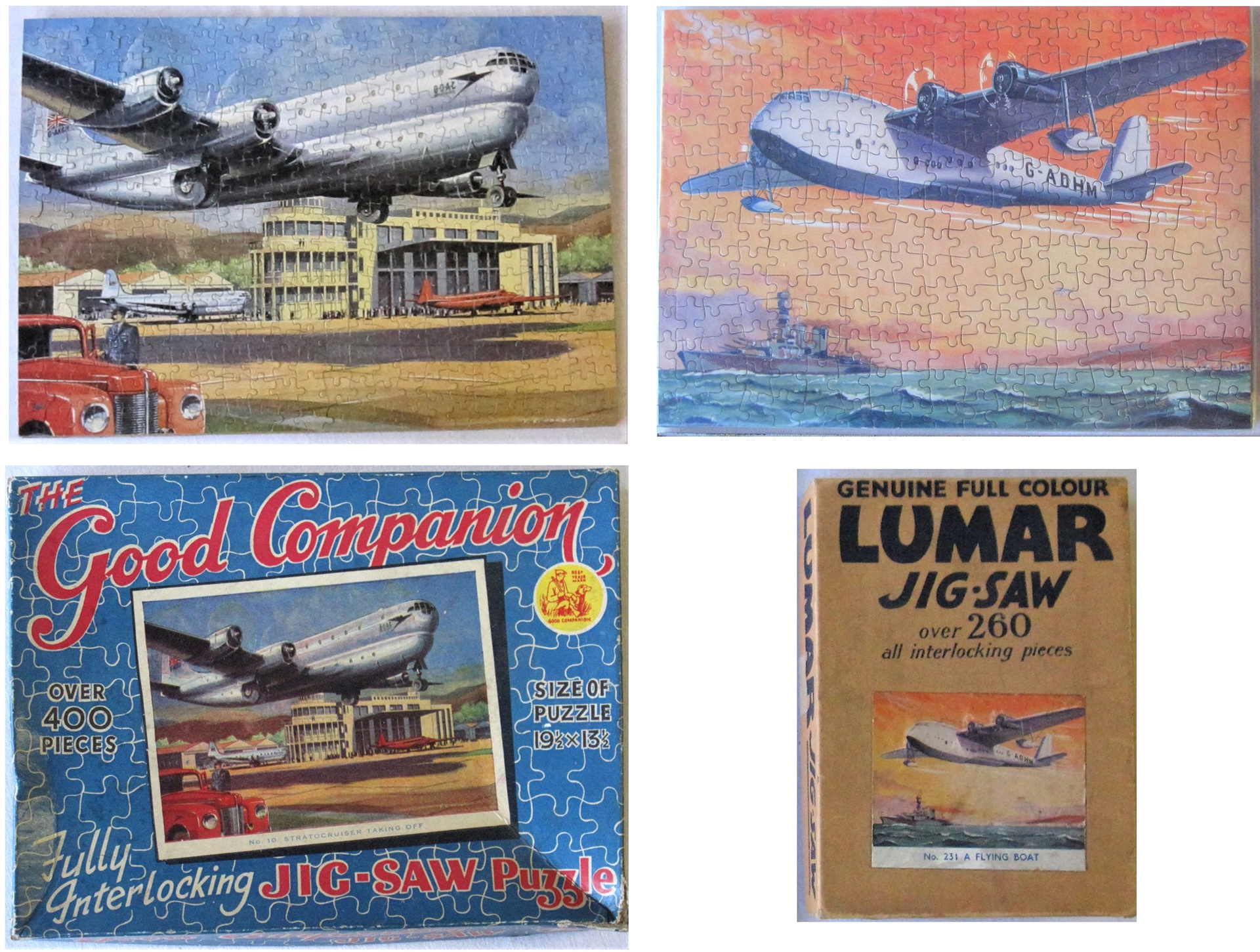 2 x Jigsaws of Aircraft interest. LUMAR with original box A Flying Boat together with THE GOOD